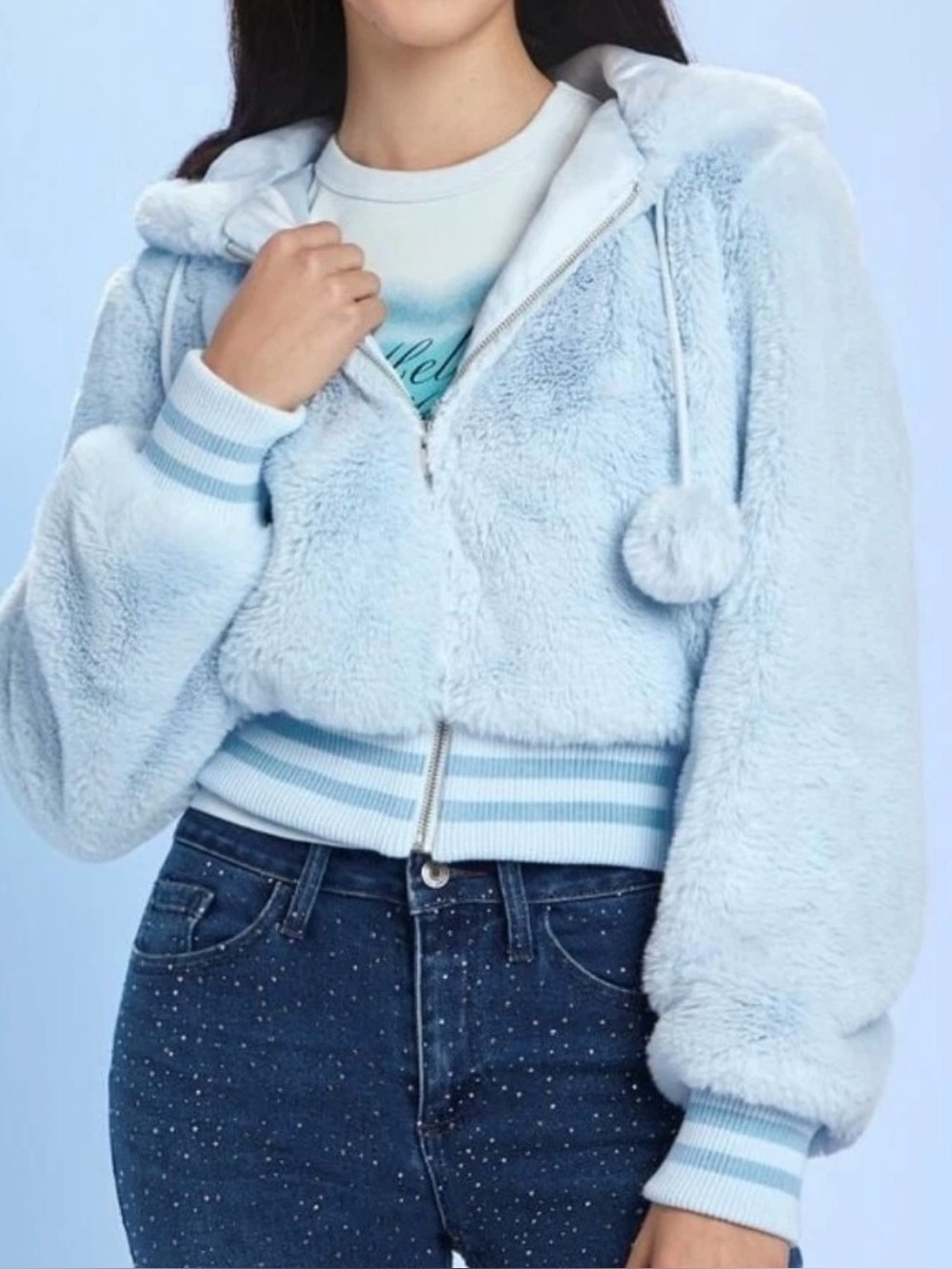 Hello kitty Cozy Blue Fleece Jacket size S - Picture 2 of 11